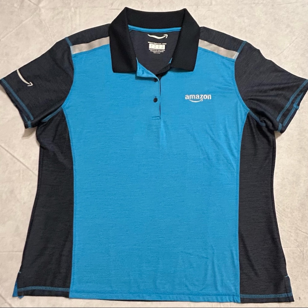 Amazon Blue Reflective Womens XL Tropical Polo Delivery Employee Uniform TWPSS